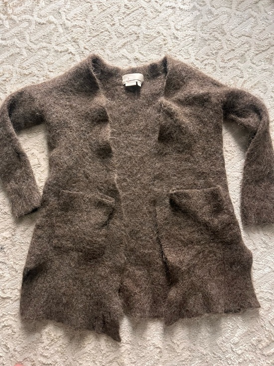 Anthropologie Sweaters - Alpaca Anthropologie Fuzzy Mocha Open Cardigan